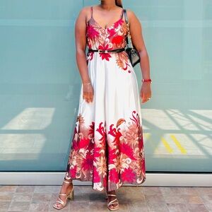 Floral Maxi Dress in Red and White
